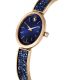 Relógio Swarovski Crystal Rock Oval Fabrico suíço Pulseira de metal Azul Acabamento em rosa dourado