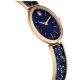 Relógio Swarovski Crystal Rock Oval Fabrico suíço Pulseira de metal Azul Acabamento em rosa dourado