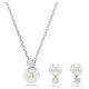 Conjunto Swarovski Matrix Crystal Pearl Lapidação redonda Branco Lacado a ródio