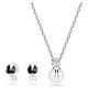 Conjunto Swarovski Matrix Crystal Pearl Lapidação redonda Branco Lacado a ródio