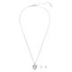 Conjunto Swarovski Hyperbola Coração Branco Lacado a ródio