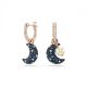 Brincos Swarovski Luna drop Design assimétrico Lua Multicolorido Revestido a tom de Dourado rosa