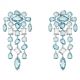 Brincos Swarovski Gema clip Cortes mistos Chandelier Extra longos Azul Revestido a Ródio