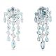 Brincos Swarovski Gema clip Cortes mistos Chandelier Extra longos Azul Revestido a Ródio