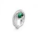 Anel Swarovski Hyperbola cocktail Zircónia neutra em carbono Cortes mistos Quatro bandas Verde Revestido a Ródio 52