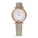 Relógio Swarovski Crystalline Wonder Fabricado na Suiça Correia de Tecido Bege Acabamento em tom de Dourado rosa