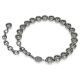 Pulseira Swarovski Imber Tennis Lapidação Redonda Preta Lacada a Ródio