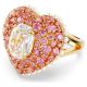 Anel Swarovski cocktail Hyperbola Coração Rosa Lacado a dourado