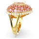Anel Swarovski cocktail Hyperbola Coração Rosa Lacado a dourado