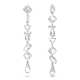 Brincos Swarovski Compridos Mesmera Design Assimétrico Combinação de Lapidações Grande Branco Lacado a Ródio