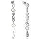 Brincos Swarovski Compridos Mesmera Design Assimétrico Combinação de Lapidações Grande Branco Lacado a Ródio