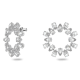 Brincos Swarovski Argola Millenia Lapidação Pera Brancos Lacado a Ródio