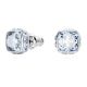Brincos Swarovski stud Birthstone Lapidação quadrada Março Azul Lacado a ródio