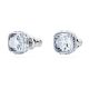 Brincos Swarovski stud Birthstone Lapidação quadrada Março Azul Lacado a ródio