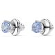 Brincos Swarovski stud Solitaire Lapidação redonda Azul Lacado a Ródio