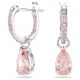 Brincos Swarovski compridos Attract Lapidação pera Rosa Lacado a Ródio