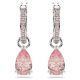 Brincos Swarovski compridos Attract Lapidação pera Rosa Lacado a Ródio