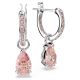 Brincos Swarovski compridos Attract Lapidação pera Rosa Lacado a Ródio