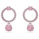 Brincos Swarovski compridos Attract Lapidação redonda Rosa Lacado a Ródio