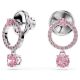 Brincos Swarovski compridos Attract Lapidação redonda Rosa Lacado a Ródio