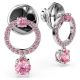 Brincos Swarovski compridos Attract Lapidação redonda Rosa Lacado a Ródio
