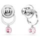 Brincos Swarovski compridos Attract Lapidação redonda Rosa Lacado a Ródio