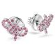 Brincos Swarovski stud Lifelong Bow Laço Rosa Lacado a Ródio