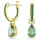 Brincos Swarovski compridos Attract Lapidação pera Verde Lacado a dourado