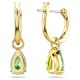 Brincos Swarovski compridos Attract Lapidação pera Verde Lacado a dourado