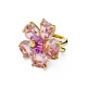 Anel Swarovski Cocktail Florere Flor Rosa Lacado a Dourado