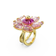 Anel Swarovski Cocktail Florere Flor Rosa Lacado a Dourado