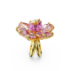 Anel Swarovski Cocktail Florere Flor Rosa Lacado a Dourado