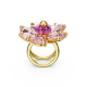 Anel Swarovski Cocktail Florere Flor Rosa Lacado a Dourado