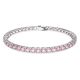 Pulseira Swarovski Matrix Tennis Lapidação redonda Rosa Lacado a ródio L