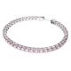 Pulseira Swarovski Matrix Tennis Lapidação redonda Rosa Lacado a ródio L