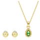 Conjunto Swarovski Chroma Cortes mistos Verde Banho em dourado
