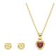 Conjunto Swarovski Chroma Coração Vermelho Banhado a Dourado