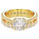 Anel Swarovski Stilla Lapidação redonda Branco Lacado a dourado 55