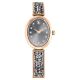 Relógio Swarovski Crystal Rock Oval Fabrico suíço Bracelete Swarovski em cristal Cinzento Acabamento em rosa dourado