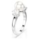 Anel Swarovski Matrix Crystal Pearl Lapidação redonda Branco Lacado a ródio 55