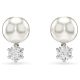 Brincos Swarovski stud Matrix Crystal Pearl Lapidação redonda Branco Lacado a ródio