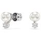 Brincos Swarovski stud Matrix Crystal Pearl Lapidação redonda Branco Lacado a ródio