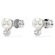 Brincos Swarovski stud Matrix Crystal Pearl Lapidação redonda Branco Lacado a ródio