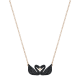 Colar Swarovski Iconic Swan Cisne Preto Lacado a Rosa Dourado