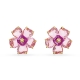 Brincos Swarovski Stud Florere Flor Rosa Lacado a Dourado