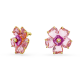 Brincos Swarovski Stud Florere Flor Rosa Lacado a Dourado