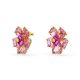 Brincos Swarovski Stud Florere Flor Rosa Lacado a Dourado