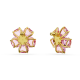 Brincos Swarovski Stud Florere Flor Rosa Lacado a Dourado