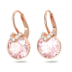 Brincos Swarovski Compridos Bella V Lapidação Redonda Rosa Lacado a Rosa Dourado