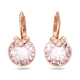 Brincos Swarovski Compridos Bella V Lapidação Redonda Rosa Lacado a Rosa Dourado